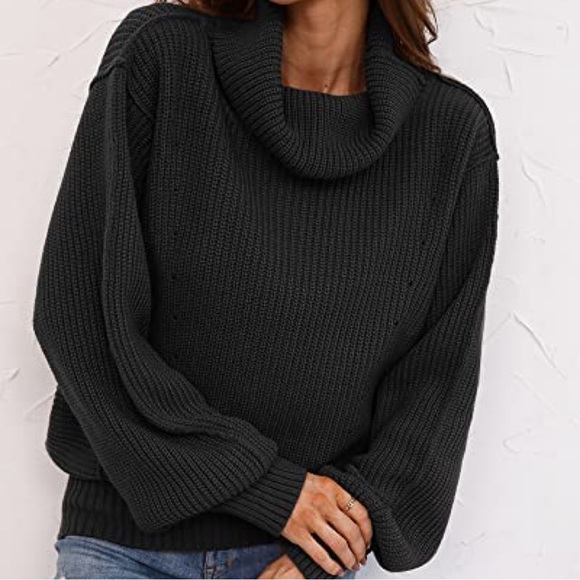 Women's Fall Winter Long Sleeve Oversized Knit High Turtleneck Sweater L… - Picture 4 of 6